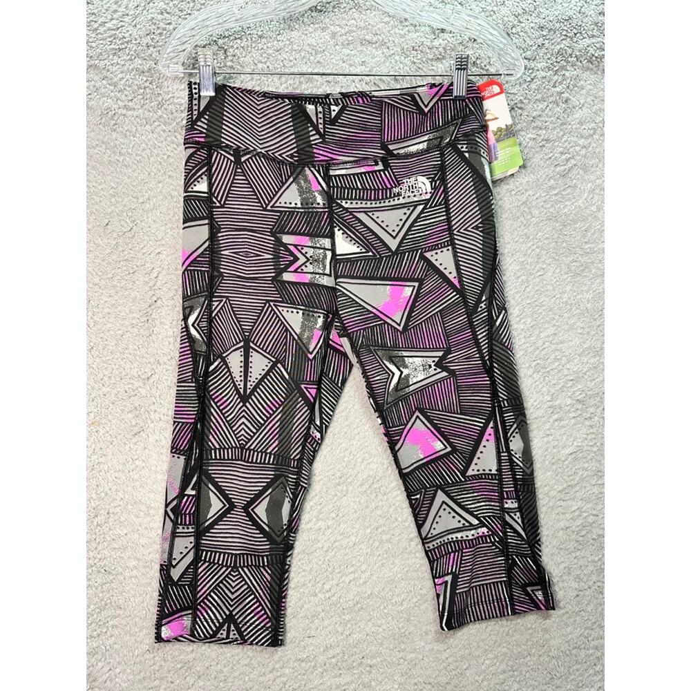The North Face NWT Women's Medium Crop Leggings Purple Geometric Pattern Workout